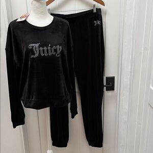 NWT Juicy Couture Black Velour Lounge Set